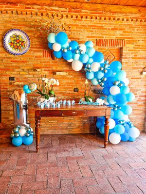 Le feste di Mirtillo - Allestimenti - composizioni - semi garland organica sfumature azzurre